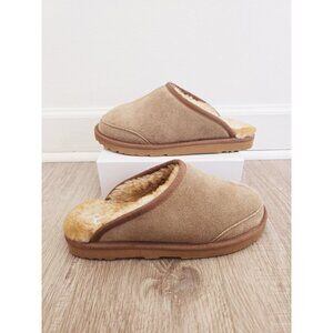 The Vermont Country Store Sheepskin Suede Leather Shearling Fur Slippers Mens 10